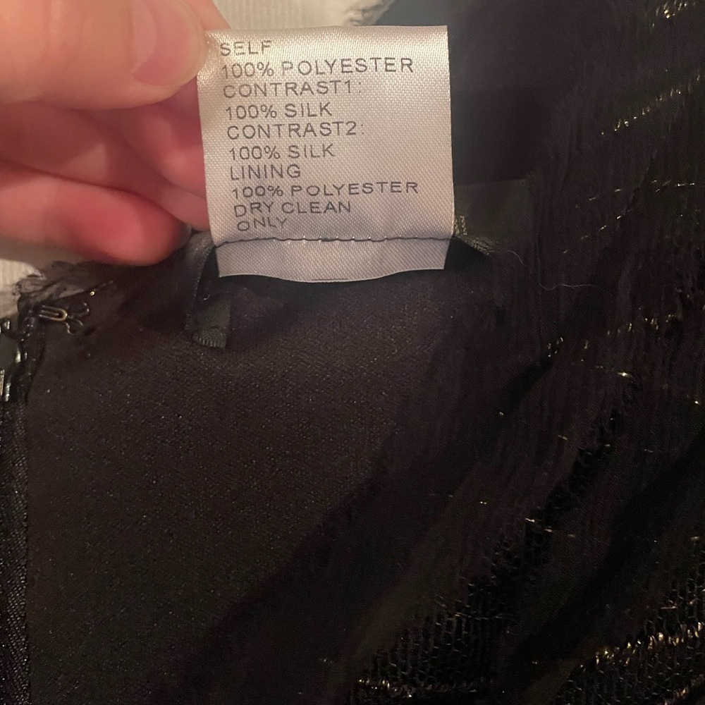 Tadashi Shoji Black Silk Overlay Dress Sz 12 Cocktail Formal Wedding Guest - Picture 9 of 9